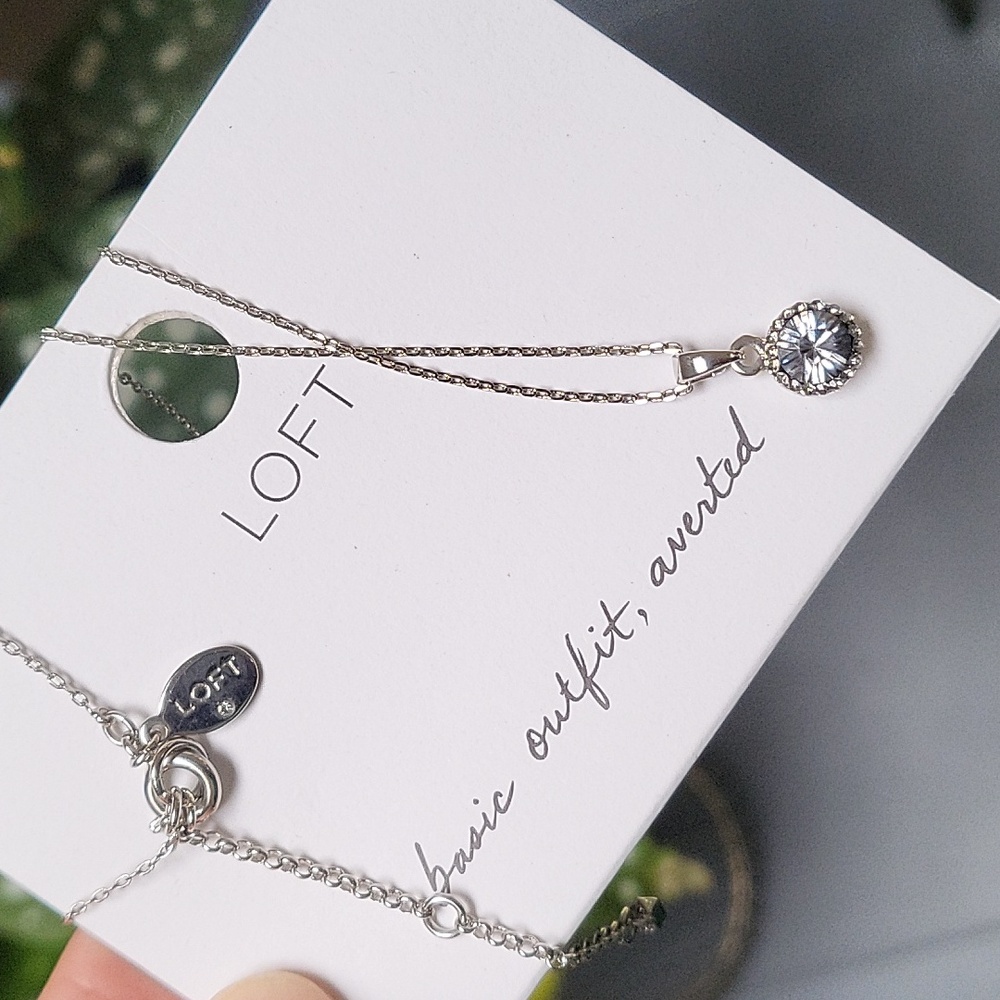 LOFT Silver Necklace with Grey Pendant